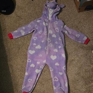 Purple Heart Kids One Piece Pajamas Size Medium girls